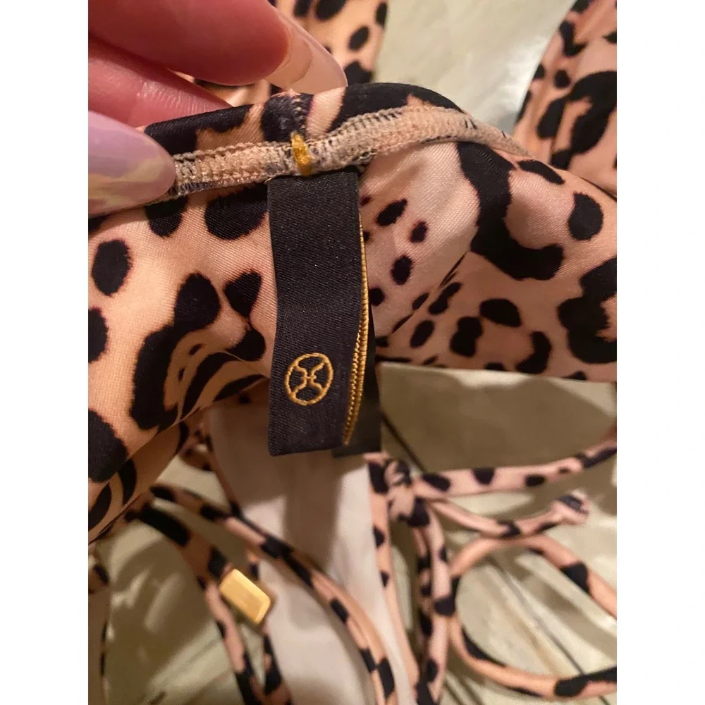 Triangl Triangle Bikini Set Women's Size S Velvet Leopard Print Spaghetti NWT